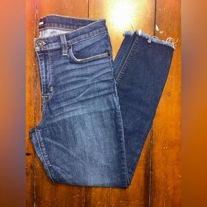 Hudson Jeans Dark Blue Cropped Raw Hem Ankle Jeans